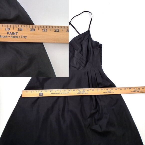 J.Crew Black Silk Taffeta Midi Dress A Line Cocktail Criss Cross Back Lined SZ 8 - Picture 11 of 12